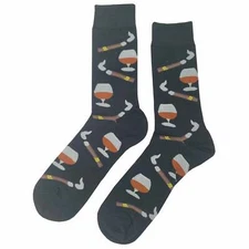 NWT Cigar Time Dress Socks Novelty Men 8-12 Black Crazy Fun Sockfly