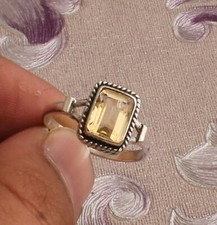 Natural Yellow Citrine Gemstone Ring 925 Sterling Silver Handmade Ring Gift Idea