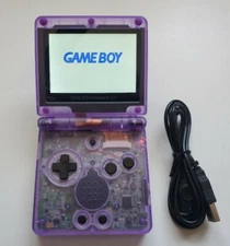 Nintendo Game Boy Advance GBA SP Clear  light Purple System AGS 101 ips v5 lcd