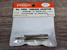 Philmore 540A Shielded Audio Adaptor Std. 1/4" Phone Jack to 1/8" Vintage NOS