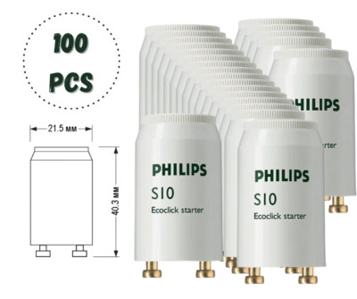 Starter for fluorescent lamps Philips S10, 4-65W SIN 220-240V / 100PCS