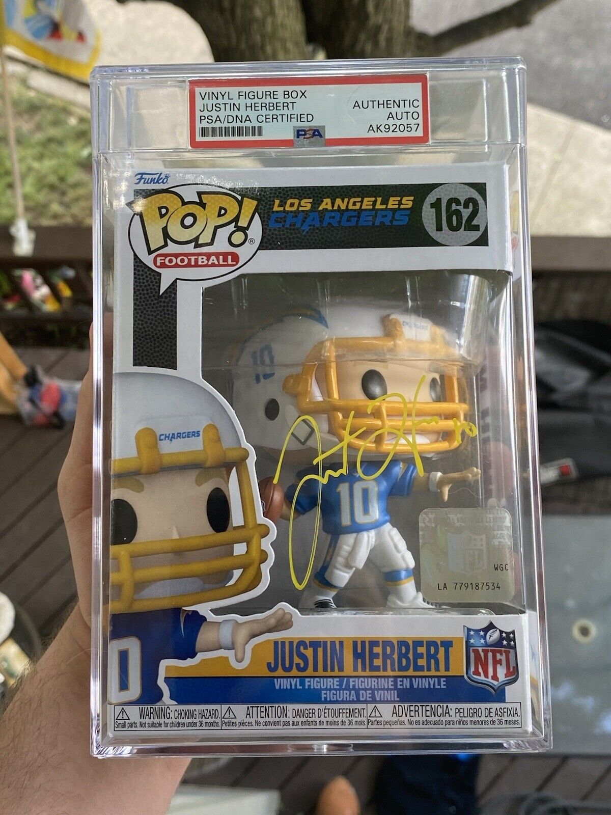 JUSTIN HERBERT SIGNED CHARGERS FUNKO POP #162 PSA ENCAPSULATED