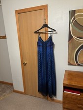 Express Small Blue w/Geometric Print Sleeveless Maxi Dress - EUC
