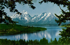 Postcard Grand Tetons Reflections in Jackson Lake Moran Wyoming