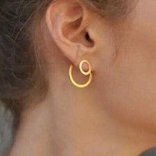 Gold Dougnut Earrings Round Double Layer Fashion Earrings UK