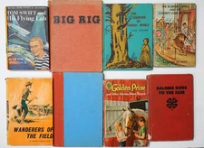 Vintage Childrens Books LOT 8 Antique Hardcover Kids Book Stack Old Props Decor