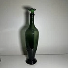 Vintage Anchor Hocking Dark Green Bottle Decorative Bud Vase Wine With Lid