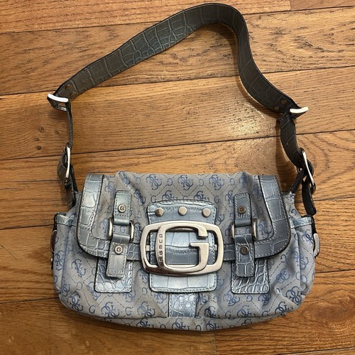 Vintage Y2K Guess Monogram Snakeskin Mini Purse Shoulder Bag