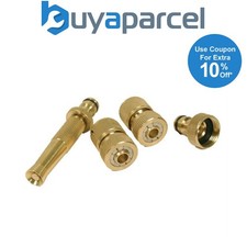 4 Piece Brass Hose End Pipe Tap Connector Nozzle & Fittings Kit Set Accessories