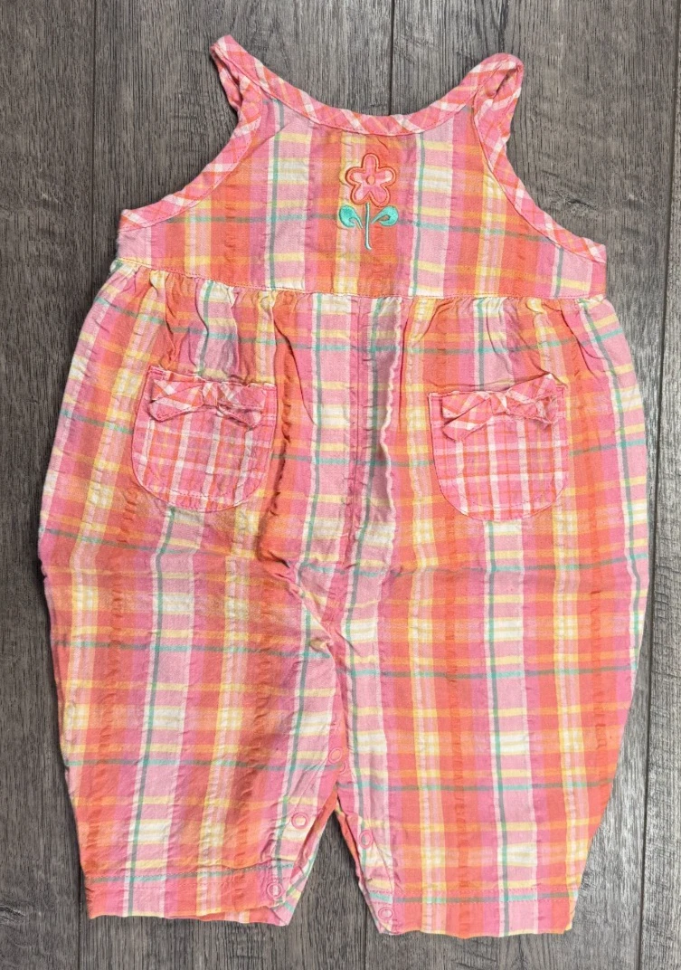 Baby Girl Clothes Nwot Vintage Gymboree Newborn 3-6 Month Plaid Flower Outfit