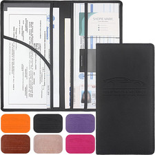 Premium Car Registration Insurance Card Holder with Magnetic Shut, Vehicle Glo