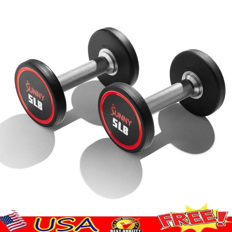 Round Dumbbell Pair Compact Chrome Handle Home Gym Fitness Equipment New