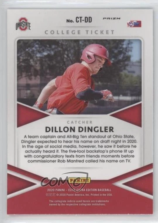 2020 Panini Elite Extra Edition College Tickets Holo Dillon Dingler #CT-DD - Image 2 of 2