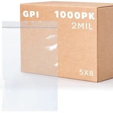 GPI - 5" x 8" - Bulk Case Of 1000, 2 Mil thick, Clear Plastic Reclosable Zip ...