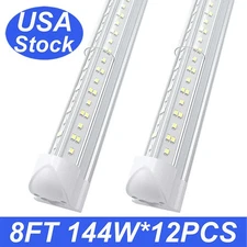 12 Pack 144W LED Shop Light Garage 8FT 6500K Linkable T8 Ceiling Led Tube Lights