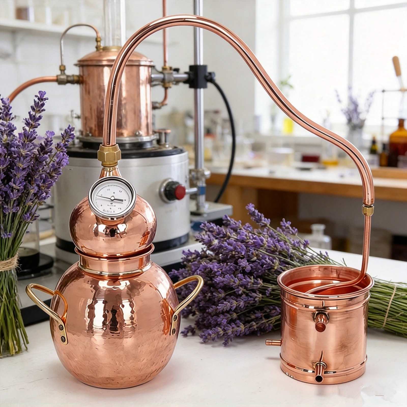 Copper Alembic Still Home Distiller 3L Essential Oil Making Temperature Display