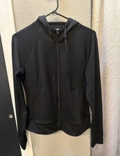 Yogalicious Lux Ashton Crop Hoodie Jacket Long Sleeved Hood Black Size L.