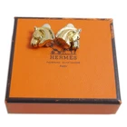Authentic HERMES Vintage Horse Earrings Metallic #2796