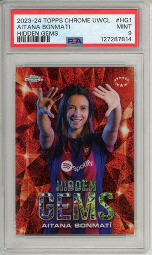 2023 Topps Chrome Womens UEFA Champions League Hidden Gems Aitana Bonmati PSA 9