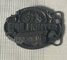 Vtg 1989 Arroyo Grand Buckle Co. Made in USA American Firefighter Belt Buckle