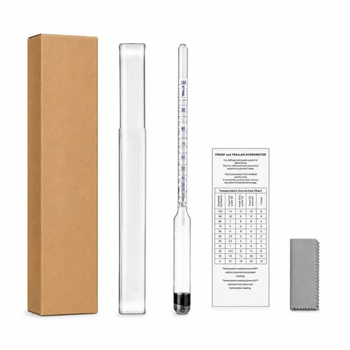 Pokiphip Hydrometer Alcohol, 0-200 Proof and Tralle