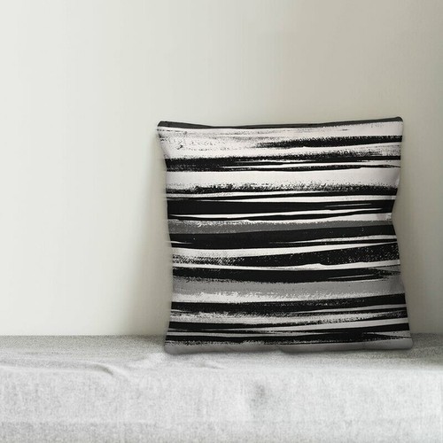 Decorative Throw Pillow Black and White Striped 20" x 20" Soft Fill - Picture 2 of 2
