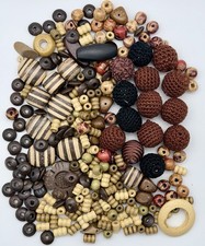 Large Lot Of Wood  Shell Beads Jewelry Design Artist Crafting DIY