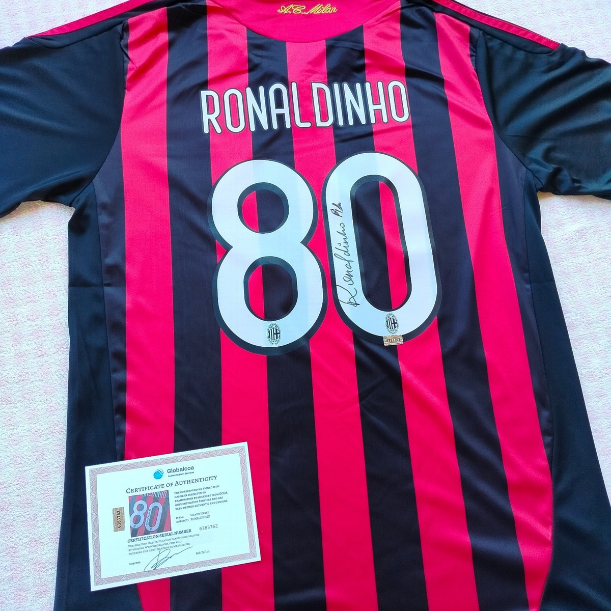 RONALDINHO Signed Autographed AC Milan Jersey #80 With COA | eBay