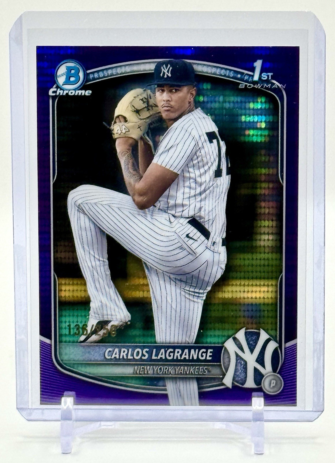2025 Bowman Chrome Carlos Lagrange Purple Pulsar 1st Bowman /250 Yankees