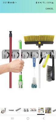Stalwart Wall Organizer 5 Adjustable Slots/Hooks Wall Mounted Tools  Brooms Open