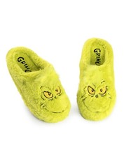 The Grinch Green Embroided Face Mule Slippers Mens