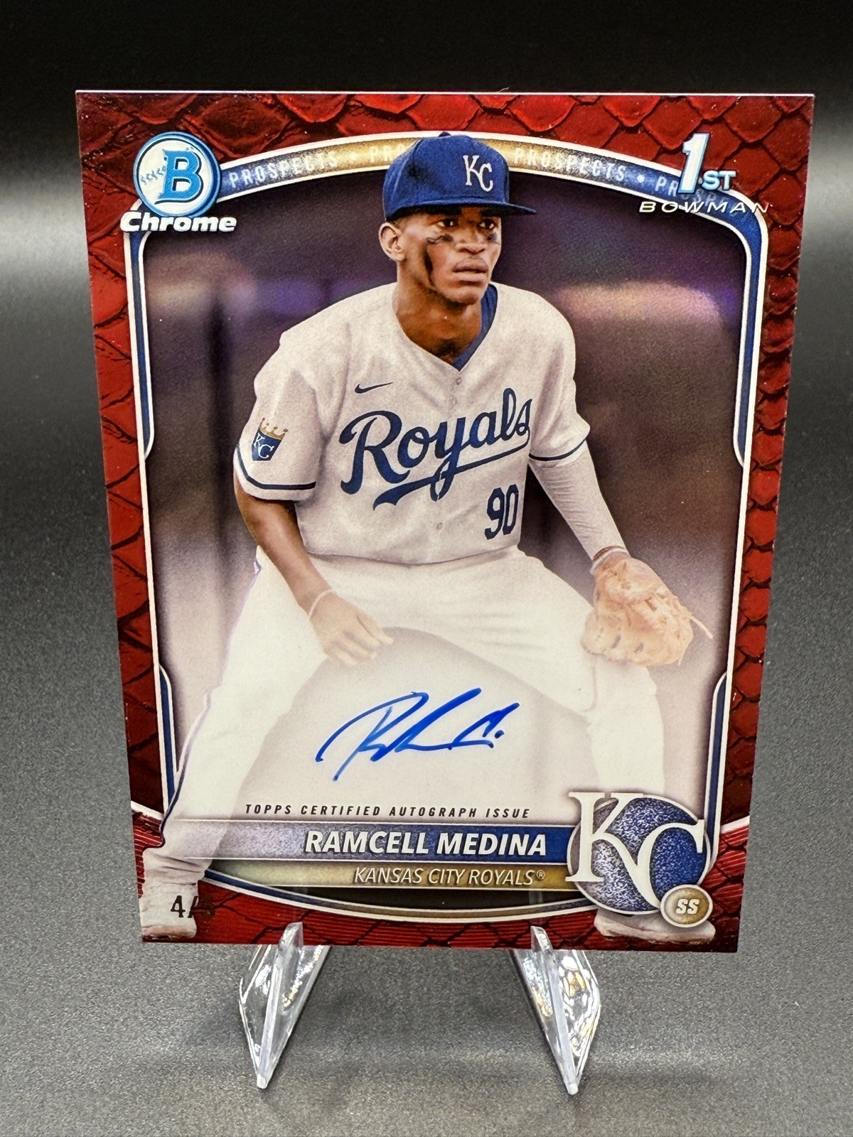 2025 Bowman Chrome Ramcell Medina #CPA-RA 1st Red Reptilian Refractor Auto /5