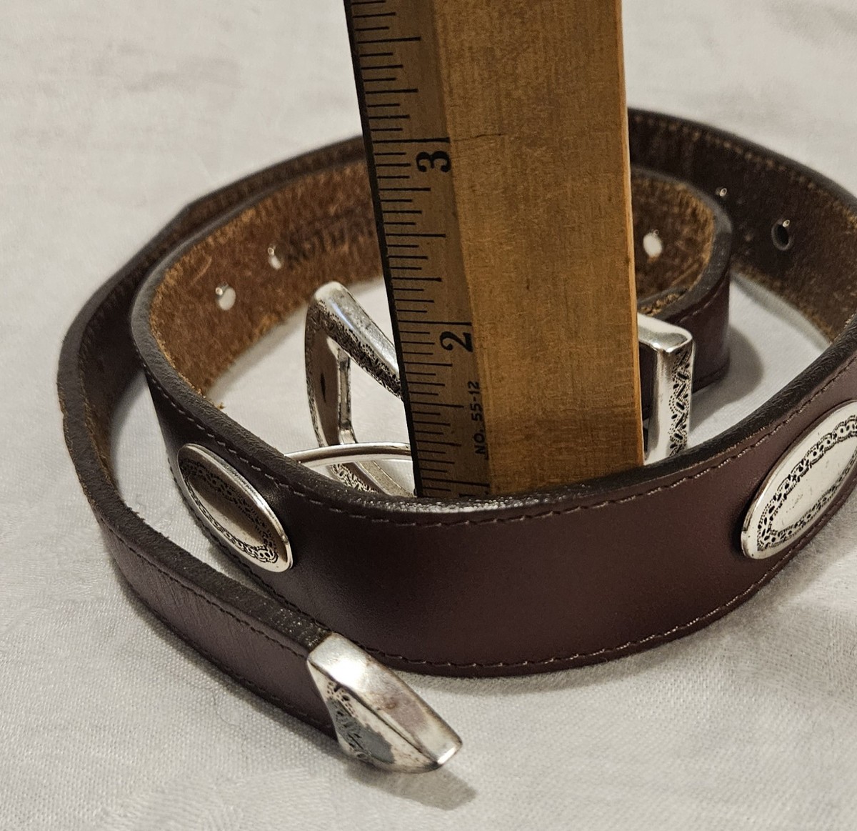 Brighton Brown Leather M Belt 32 Brass Silver Western Buckle 