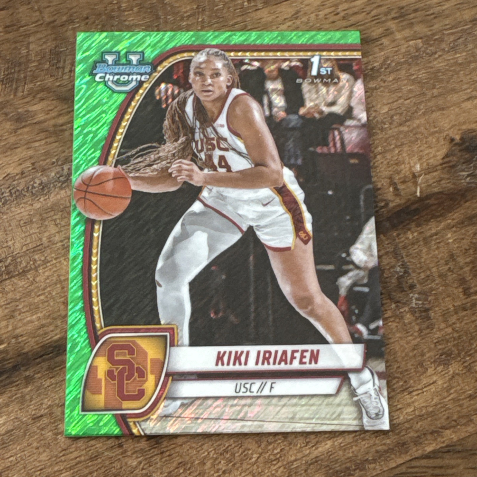 Kiki Iriafen 2024-25 Bowman Chrome U - 1st Bowman Green Shimmer #47