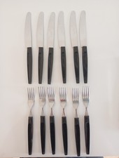 Besteck DDR ABS 6 Pers schwarz Plastikgriff 22,5cm  Erwachsene selten RAR KULT