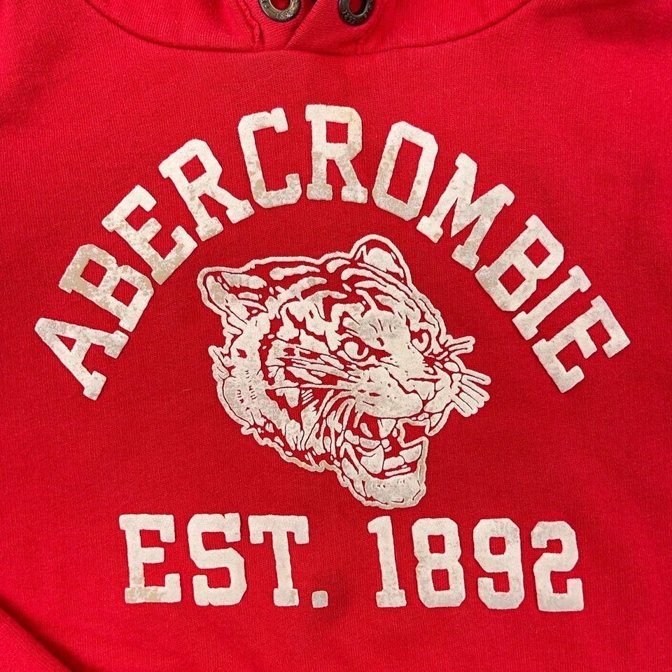 Sudadera con capucha vintage Y2K Abercrombie & Fitch niños XL roja tigre jóvenes niños Foto 4 de 4