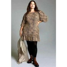 Maeve Anthropologie Leopard Print Animal Cut Out Dress Plus 18W NEW NWT