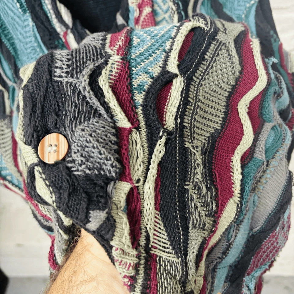 Croft & Barrow Vintage 90s y2k Coogi Style 3D Knit Sweater Vest XL Tall Cotton - Image 4 of 4