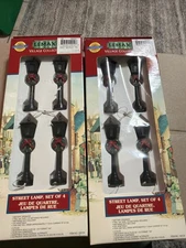Lemax Christmas Street Lights Village Town Wreath Red Bow Black Green Set Of 8