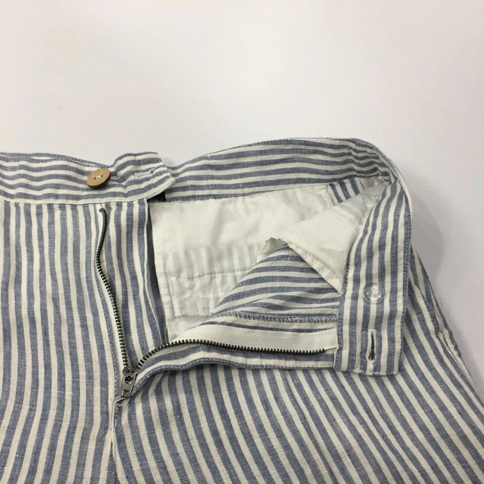 Pantalones chinos de playa Tahari para mujer 100 % lino pierna ancha talla 8 azul blanco a rayas Foto 3 de 4