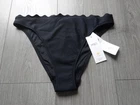 M&S MARKS & SPENCER BLACK NEOPRENE SCALLOP EDGE BIKINI BOTTOMS UK SIZE 12