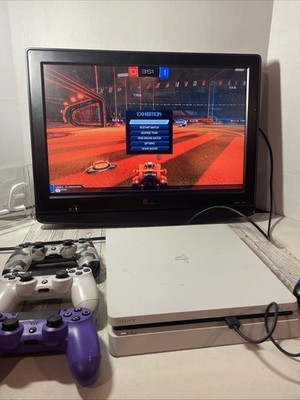 Sony PlayStation 4 Slim 500GB- White Console With All The Chords 4 Controller