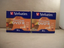 2 New in Box Verbatim DVD-R 4.7GB 8X UltraLife Gold Archival Grade 5pk - 96320