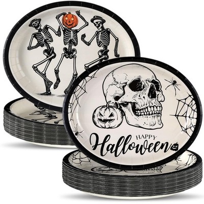 50pcs Halloween Gothic Party Supplies Smile Pumpkin Victory Gothic Skeleton O...