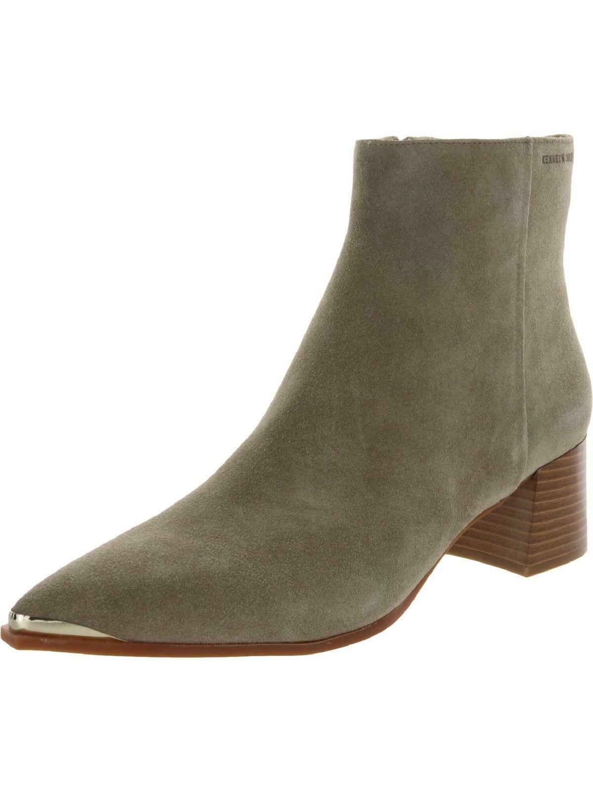 KENNETH COLE Womens Beige Plated Toe Cushioned Zip-Up Dress Booties 8 M