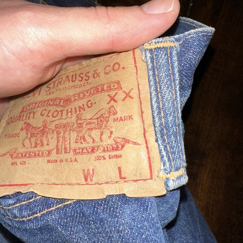 Levis 501 Big E VTG 60s Redline Denim Destroyed Jeans 1960s 28x28 Fringe Boot - Picture 10 of 14