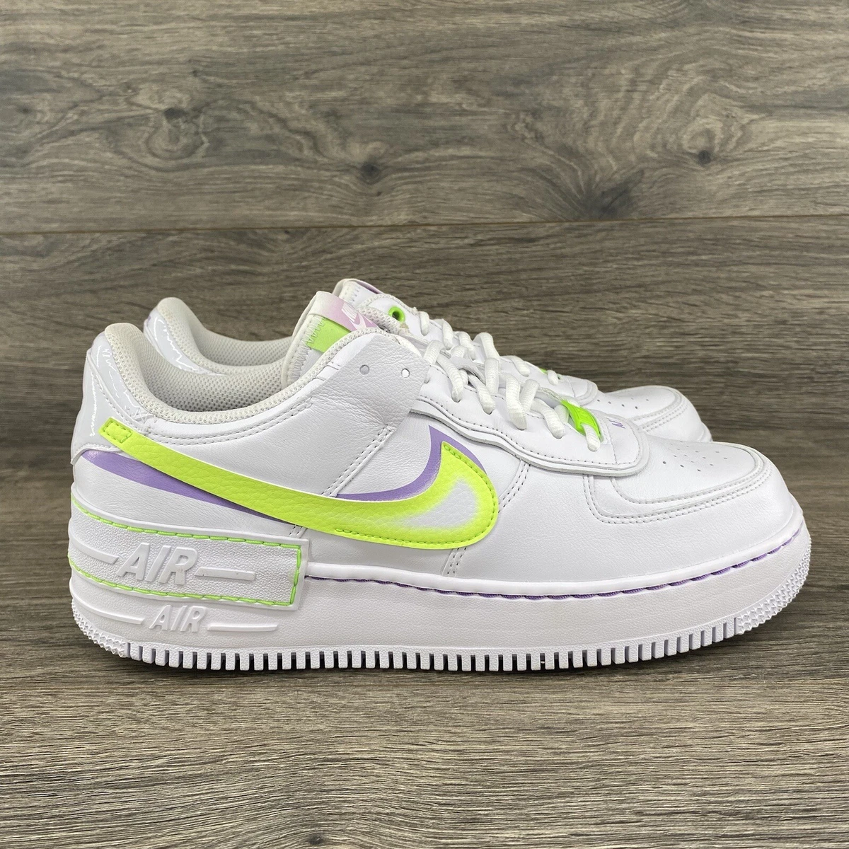  Nike Women's AF1 Shadow White/Electric Green Sneakers 7