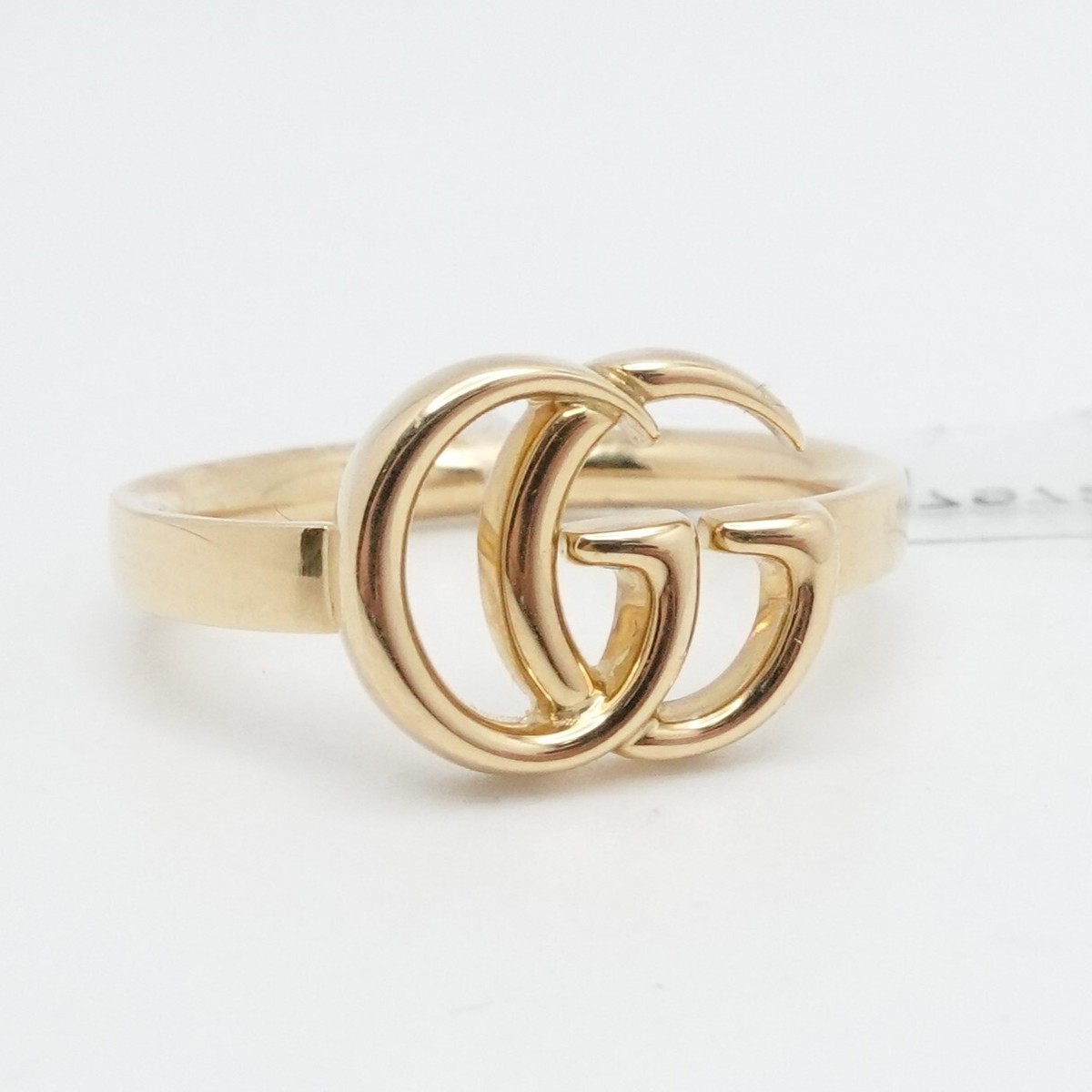 GUCCI ゴールド GUCCI 18K Yellow Gold GG Logo Running Band Ring - Size 15 US 7.25