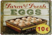 Farm Fresh EGGS Chicken Rustic Antique Tin Metal Signs Home D cor 8x12