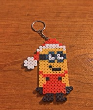 Christmas Minion Perler Bead Keychain